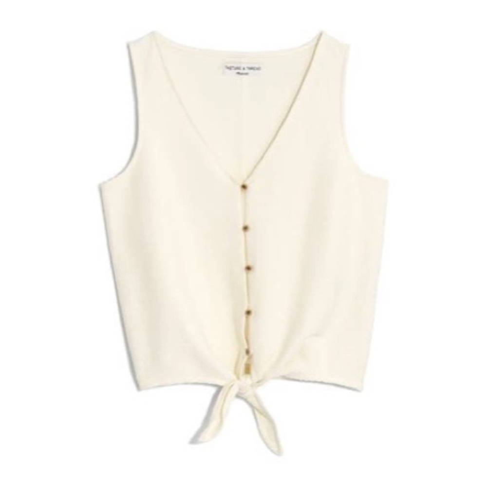 MADEWELL Texture & Thread Button Front Tie Tank - Picture 9 of 9